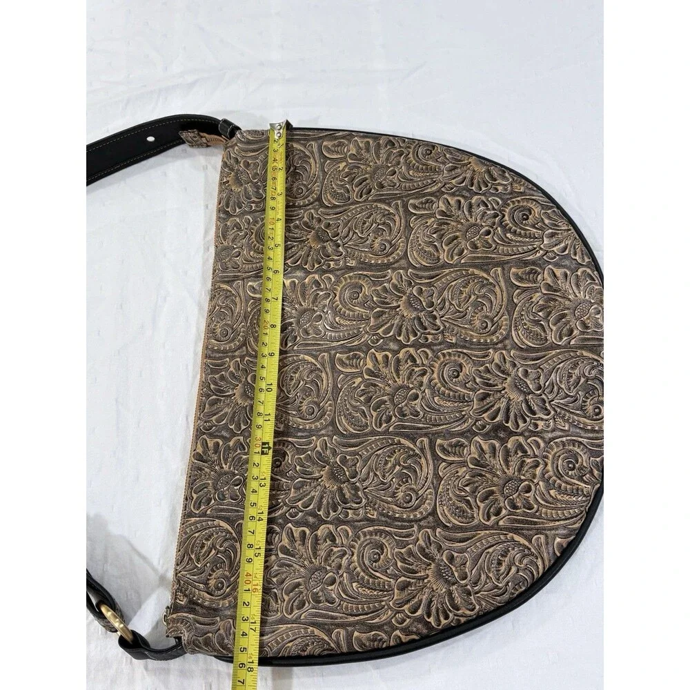 Vintage Maxximum Western Floral Embossed Half Moon Shoulder Bag Y2K